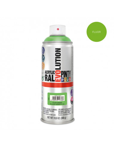 Peinture en aérosol pintyplus evolution 520cc vert fluorescent f136