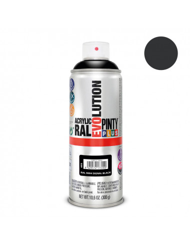 Peinture en aérosol pintyplus evolution 520cc ral 9004 noir de sécurité