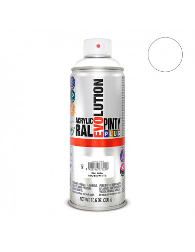 Peinture en aérosol pintyplus evolution 520cc ral 9016 blanc signalisation