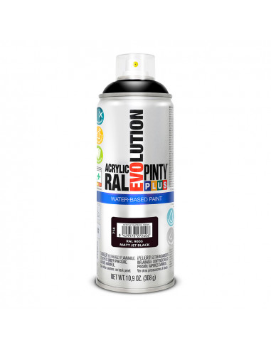 Peinture en aérosol pintyplus evolution water-based 520cc ral 9005 noir foncé mat
