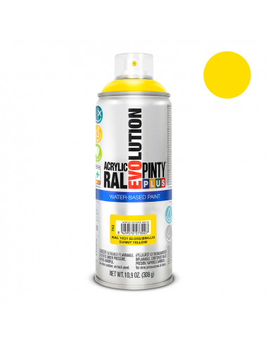 Peinture en aérosol pintyplus evolution water-based 520cc ral 1021 jaune signalisation