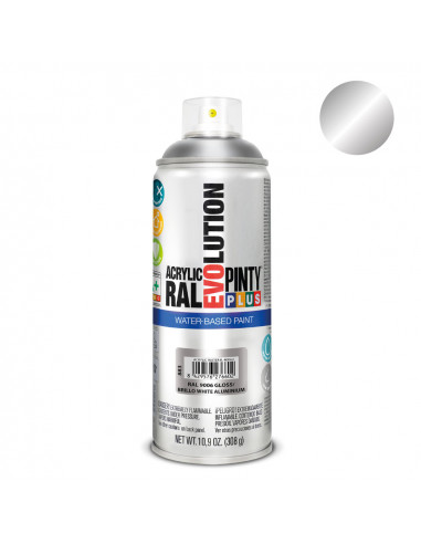 Peinture en aérosol pintyplus evolution water-based 520cc ral 9006 aluminium blanc