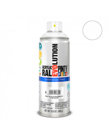 Peinture en aérosol pintyplus evolution water-based 520cc ral 9010 blanc pur