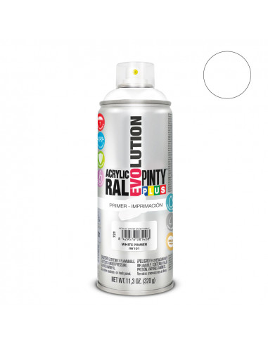 Peinture en aérosol pintyplus evolution water-based 520cc appret blanc iw101