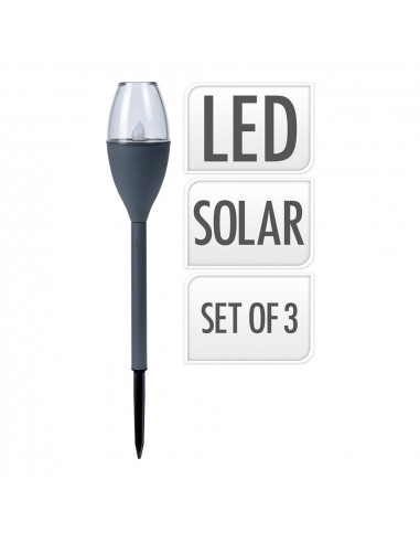 Set 3 lampes solaires couleur gris