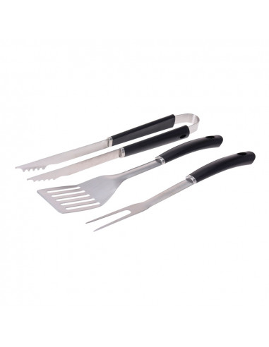 Set 3 outils pour barbecue edm pvc/inox. couleur noire