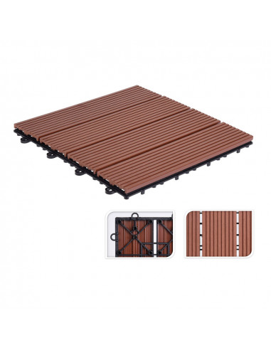 Kit 6 dalles pvc 30x30cm pour terrasse