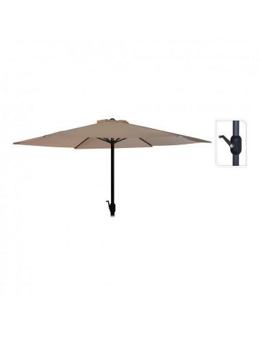 Parapluie ø300cm hauteur 248cm. poteau aluminium avec manivelle couleur: taupe