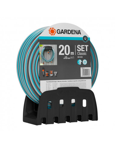 Tuyau classique ø13mm (1/2") rouleau 20m avec accessoires+support. gardena