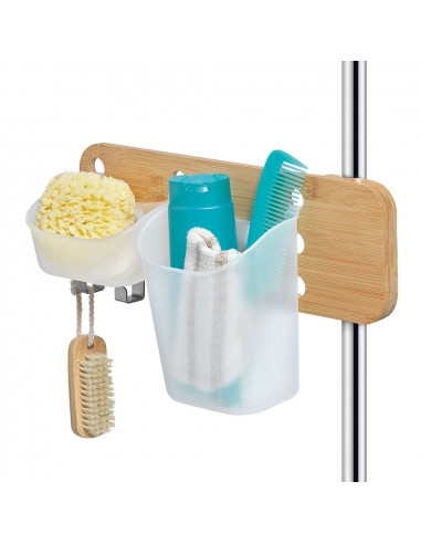 *dernières unités* organisateur pour colonne de douche bambou 19,5x35,5x13,5cm jobgar