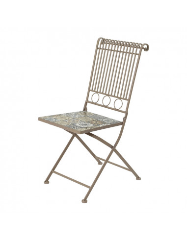 Chaise métallique/mosaïque couleur: marron 45x38x90cm modèle bistro pour extérieur