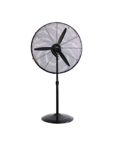 Ventilateur sur pied industriel avec base circulaire noire puissance : 180w palmes : ø60cm hauteur réglable 117-156cm edm