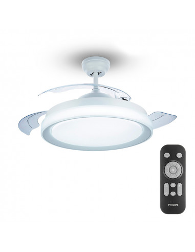 Ventilateur de plafond à led modèle atlas blanc puissance: 28+35w palmes: ø106cm avec télécommande philips