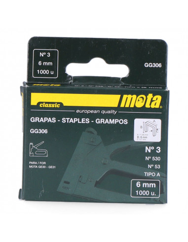 Agrafes numéro 3 de 6mm 1000 unit. gg306 mota