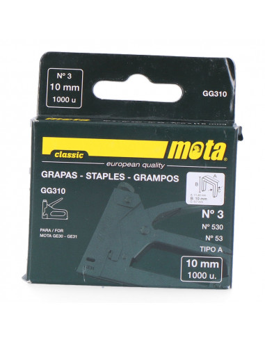 Agrafes numéro 3 de 10mm 1000 unit. gg310 mota