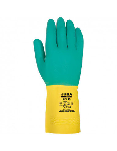 Gant de travail en latex bicolore taille 8 juba