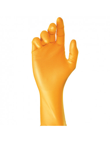 Boite 50 gants jetables nitrile orange sans poudre taille 8 juba