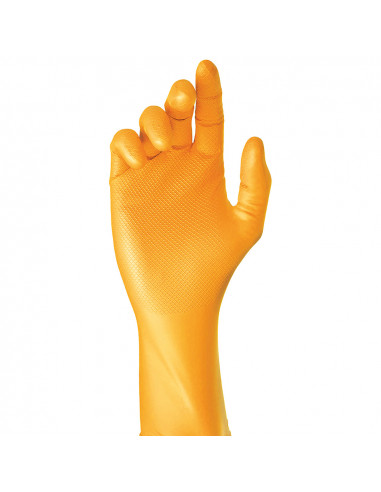 Boite 50 gants jetables nitrile orange sans poudre taille 9 juba