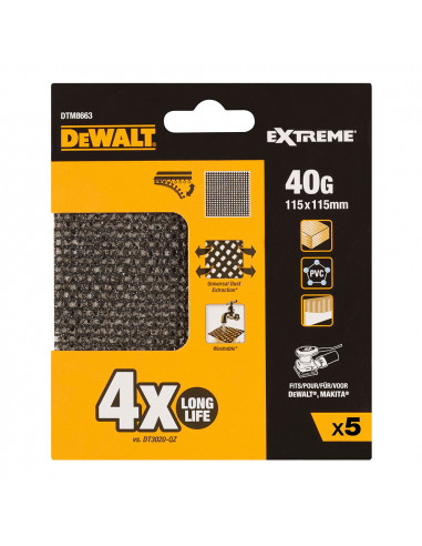 S.of. lot de 5 ponçages 1/4 grit 40 mesh pour ponceuses orbitales dewalt