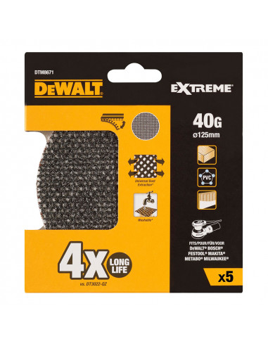 S.of. pack 5 grilles a poncer ø125mm grain: 40 pour ponceuses rotoorbitales dtm8671-qz dewalt