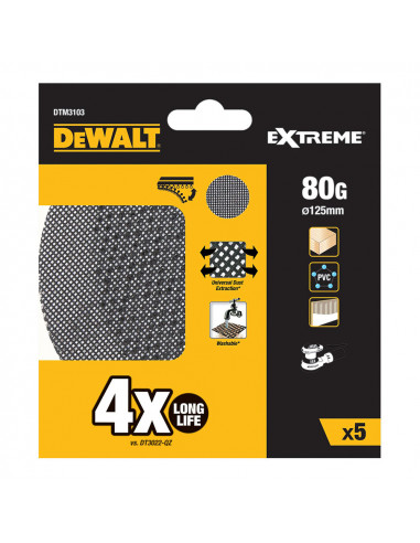 S.of. pack 5 grilles a poncer ø125mm grain: 80 pour ponceuses rotoorbitales dtm3103-qz dewalt