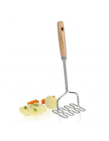 Presse-pommes de terre avec manche en bois 10x9,2x33,2cm metaltex