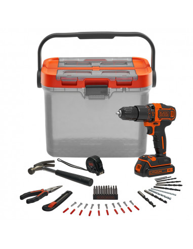 S.of. kit de bricolage avec perceuse à perceuse 18v et accessoires bcksb05-qw black+decker