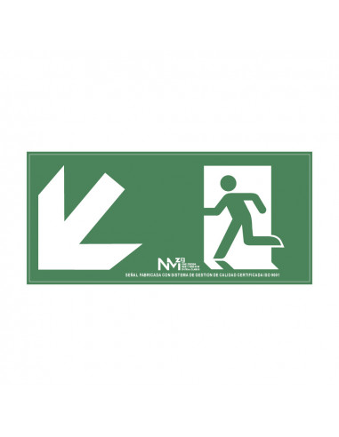 Panneau d'évacuation escaliers en bas gauche pvc 0,7mm classe b 32x16cm b11141 normaluz
