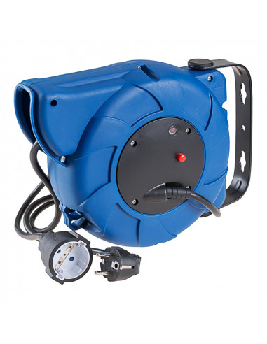 Enrouleur de cable automatique 3x1.5mm 16 metres avec 1 base schuko t/tl 4.8mm 16a 250v 71251a solera