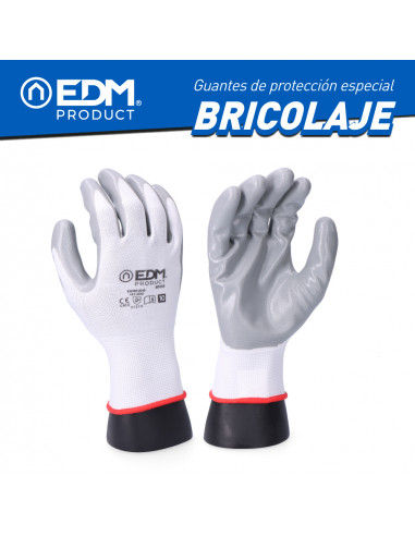 Gant de bricolage en polyester enduit de nitrile taille 7 edm
