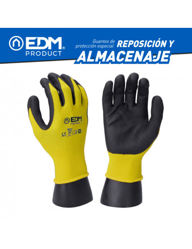 Gant de remplacement et stockage en polyester enduit. écran tactile en polyuréthane approprié taille 7 edm
