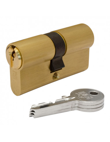 Cylindre f5s3030l laiton 60mm (30+30mm) came longue 15mm. avec 3 clés serrette. ifam