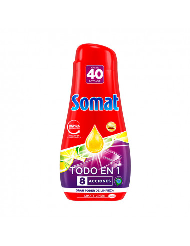 Lave-vaisselle somat gel tout en 1 40 lavages citron