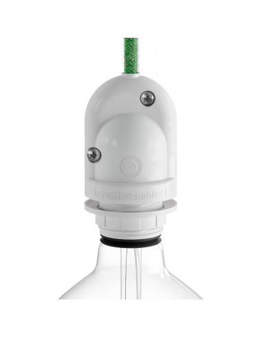 Douille de lampe extérieure e27 blanche. ip65 (rétractable)
