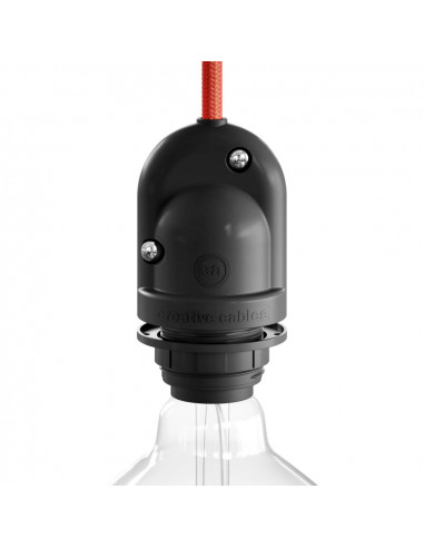 Douille de lampe extérieure noire e27. ip65 (rétractable)