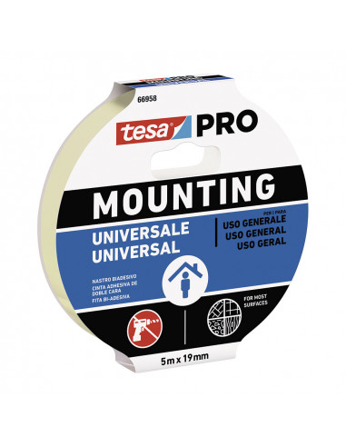 Montage pro adhésif double face universel 5m x 19mm.