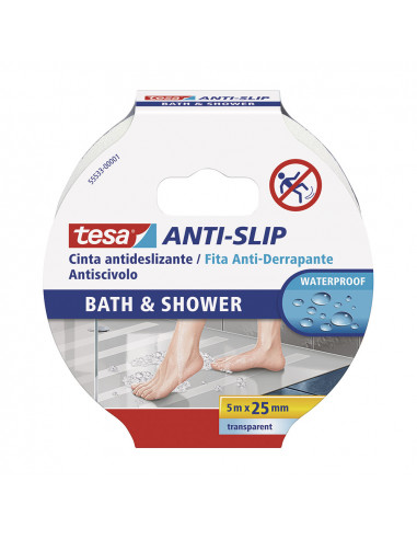 Tesa ruban antidérapant bain et douche 5m x 25mm transparente.