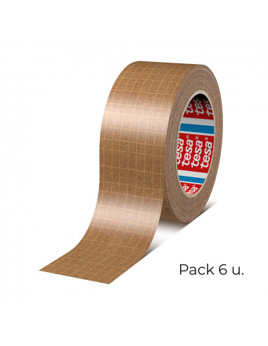 Pack 6 tesapack papier +fimamentos marron 25m x 50mm