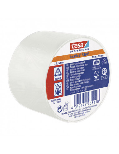 Tesa 53988 ruban isolant homologué 25m x 50mm blanc
