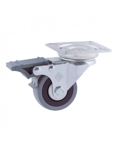 Roue platine avec frein en caoutchouc gris ø50mm (roue) afo