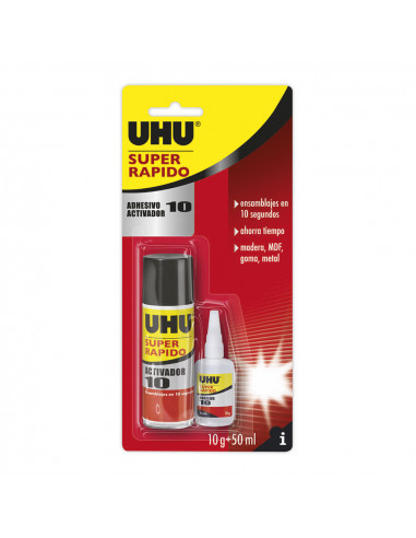 Pack uhu "adhesif 10 + activateur 10" 50g + 200ml ref. 6312395