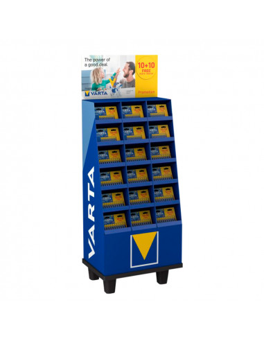 Présentoir promotionnel 102 blisters 10+10 piles varta longlife power