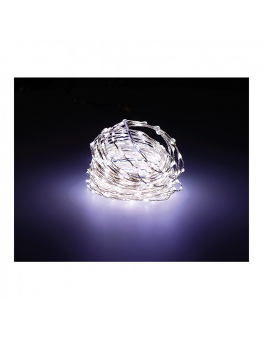 Guirlande micro led extra dense clignotant lumiere froide 14m 567l cable argent.