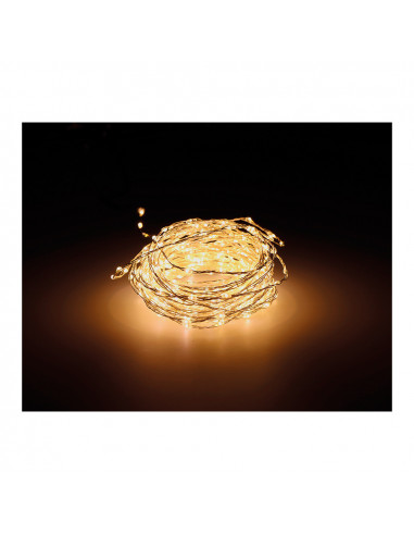 Guirlande micro led extra dense clignotant lumière chaude 14m 567l câble argent