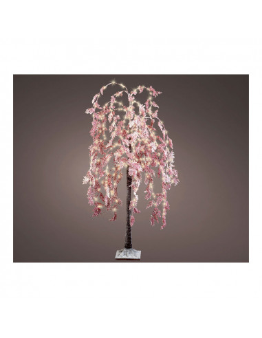 Microled willow fleur rose extérieur 180cm 360 leds. finition neige, ip44, lumière chaude, câble 500cm