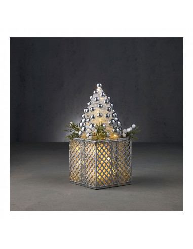 Cadeau décoratif sapin de noël 24 leds blanc chaud