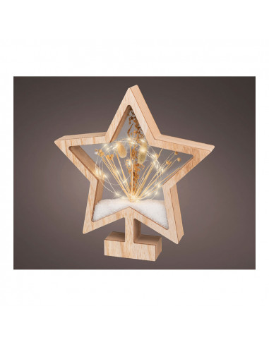 Étoile en bois avec microleds 4x26x28cm 25 leds