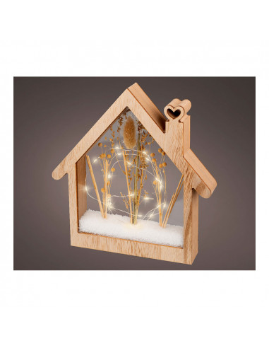 Maison en bois avec microleds 4,30x26x27cm 25 leds