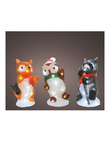 Figures d'animaux en acrylique à led pour l'extérieur 13x10x24cm modèles assortis de 20 leds