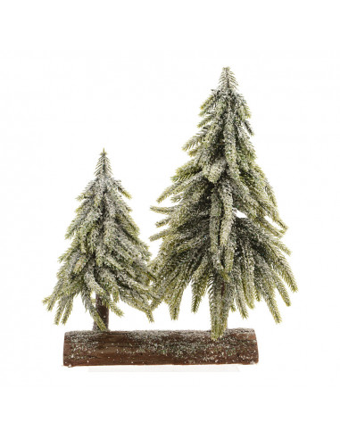 Set de deux mini arbres sur socle en bois 28x16x28cm.
